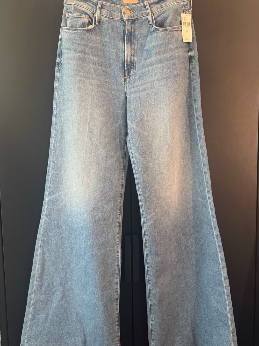 MOTHER Faded Light Blue Wide-Leg Flare Jeans